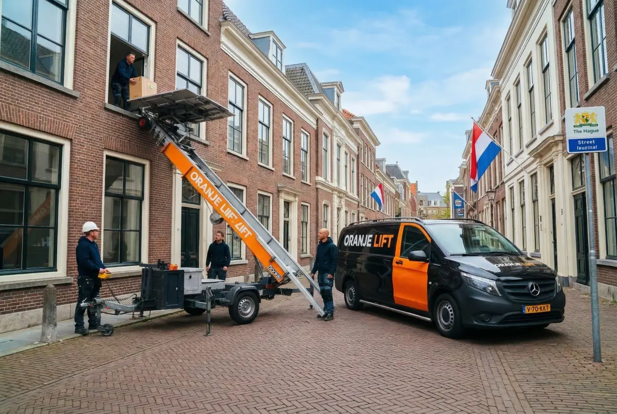 Verhuislift in actie bij appartement Alphen aan den Rijn
