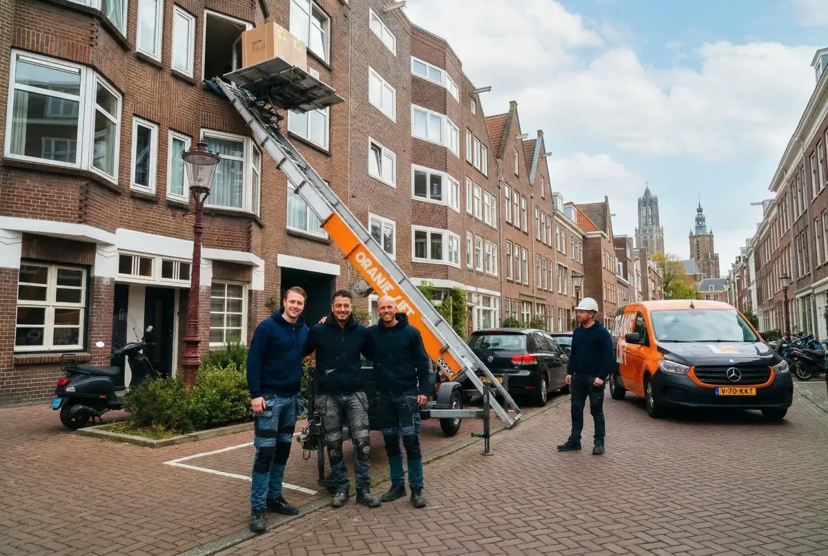 Buitenlift in gebruik bij appartementencomplex Alphen aan den Rijn
